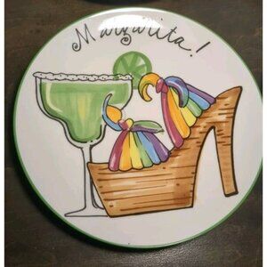 Vtg. Set 4 Whimsical Brunch Drink/Shoe Appetizer Plates Kitsch Fun 7.5in